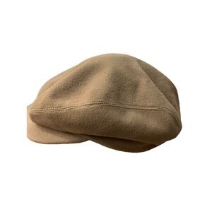 Vintage 1970's Beige Wool Newsboy Cabby Flat Cap Hat Union Made in USA Men's L